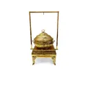 Brass Chonki Dish New Handcrafted Engraved Brass Handi with Chonki Stand & Frame 