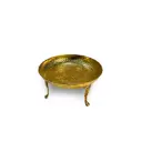 Brass Thal 10" Handcrafted Pure Brass Hammered Serving Thal with Decorative Stand 