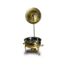  Brass Handi 10"  Handcrafted Engraved Brass Buffet Handi with Lift Cover & Burner Stand