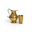  Brass Jug Glass Set  Handcrafted Engraved Pure Brass Jug & Glass set