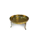 Brass Thal Border 15" Handcrafted Pure Brass Serving Thal with Decorative Border & Stand