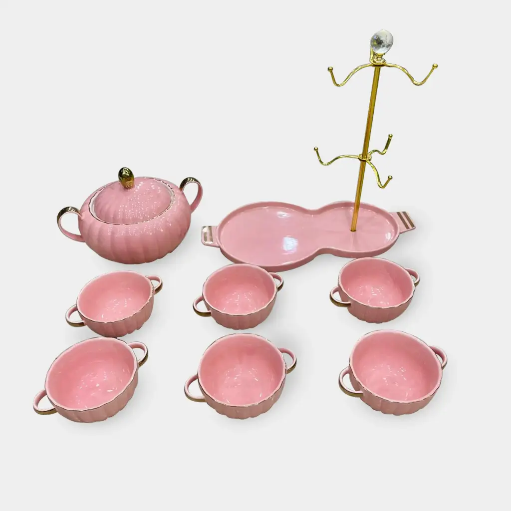 [3222-1 PINK] Royal Rose Soup Set 10pcs 
