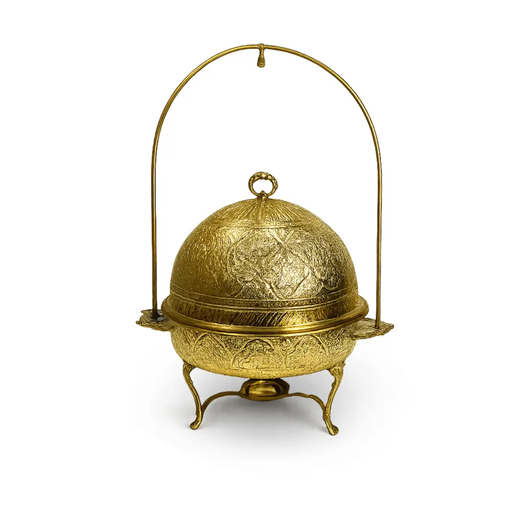 [R-15"] Brass Round Dish 15"  Traditional Brass Buffet Serving Dish